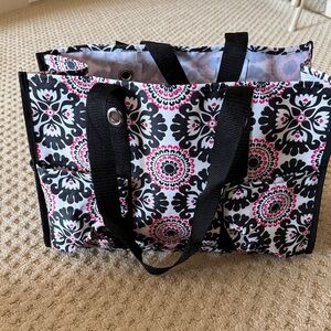 Stylish Black and Pink Floral Tote Bag